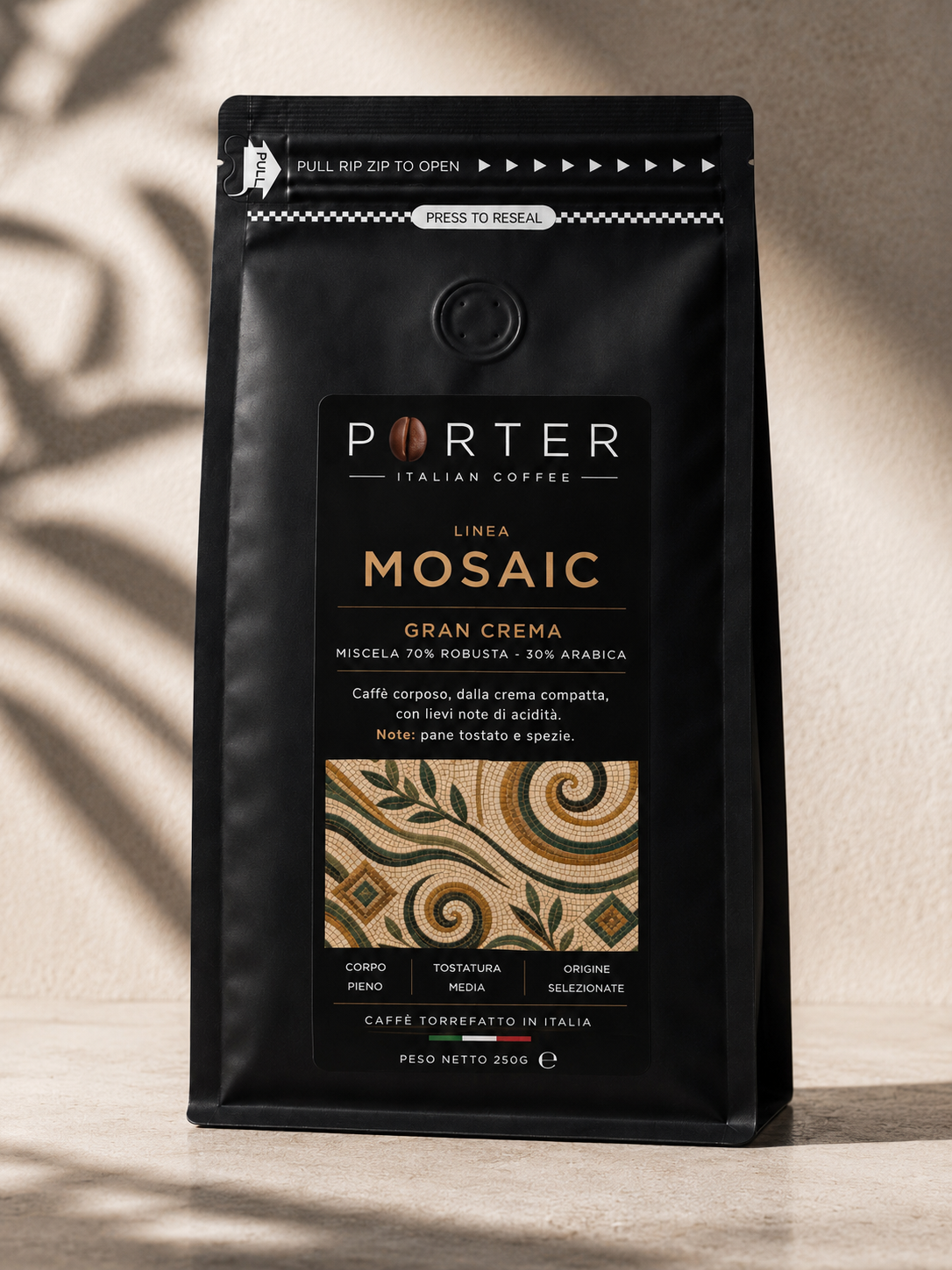 Confezione Porter Mosaic su geometrie ispirate al mosaico ravennate