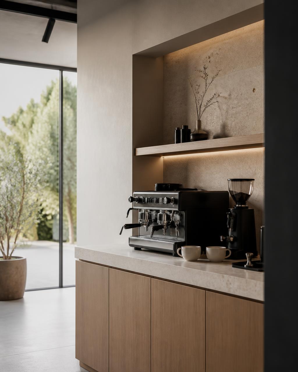Angolo caffè in un ufficio contemporaneo
